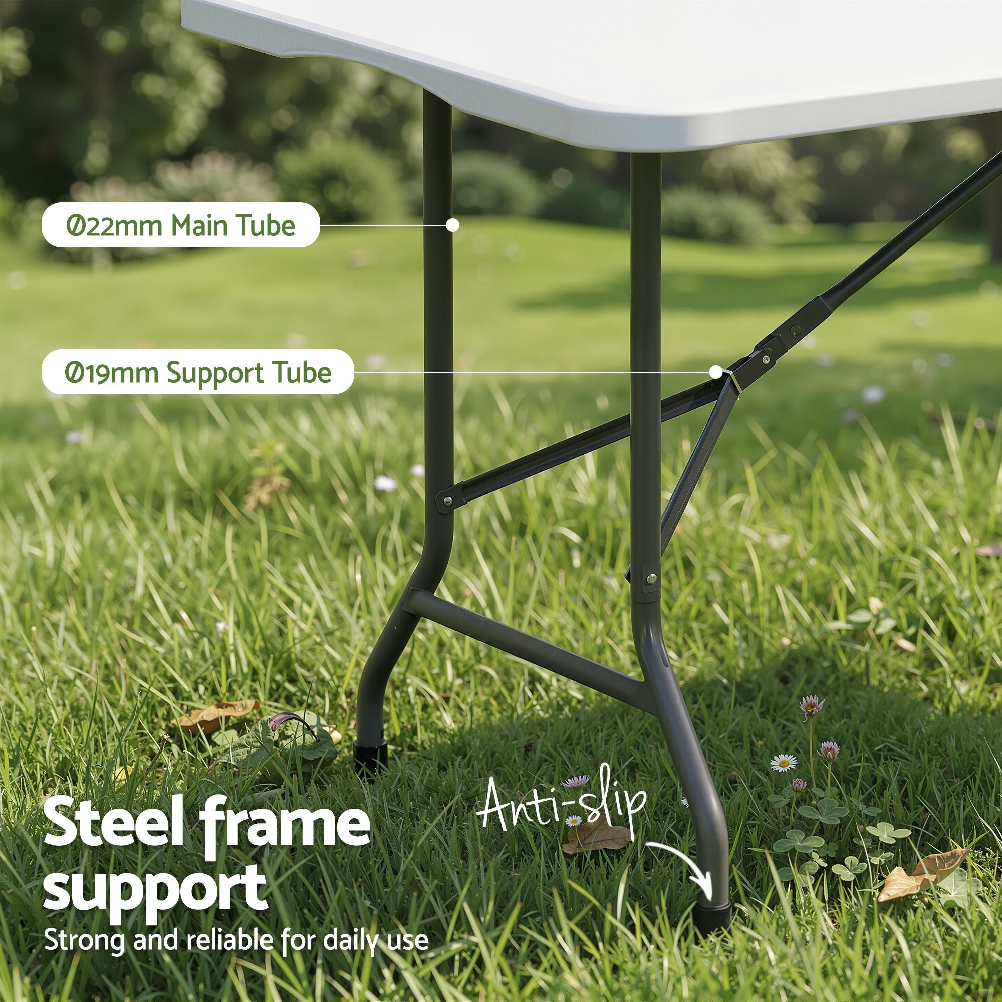 Gardeon 180cm Folding Table Portable Fold-in-Half with Handle Camping Picnic ODF-TB-HDPE-180CM