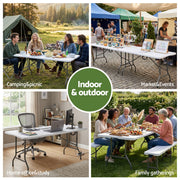 Gardeon 180cm Folding Table Portable Fold-in-Half with Handle Camping Picnic ODF-TB-HDPE-180CM
