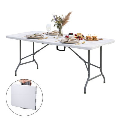 Gardeon 180cm Folding Table Portable Fold-in-Half with Handle Camping Picnic ODF-TB-HDPE-180CM