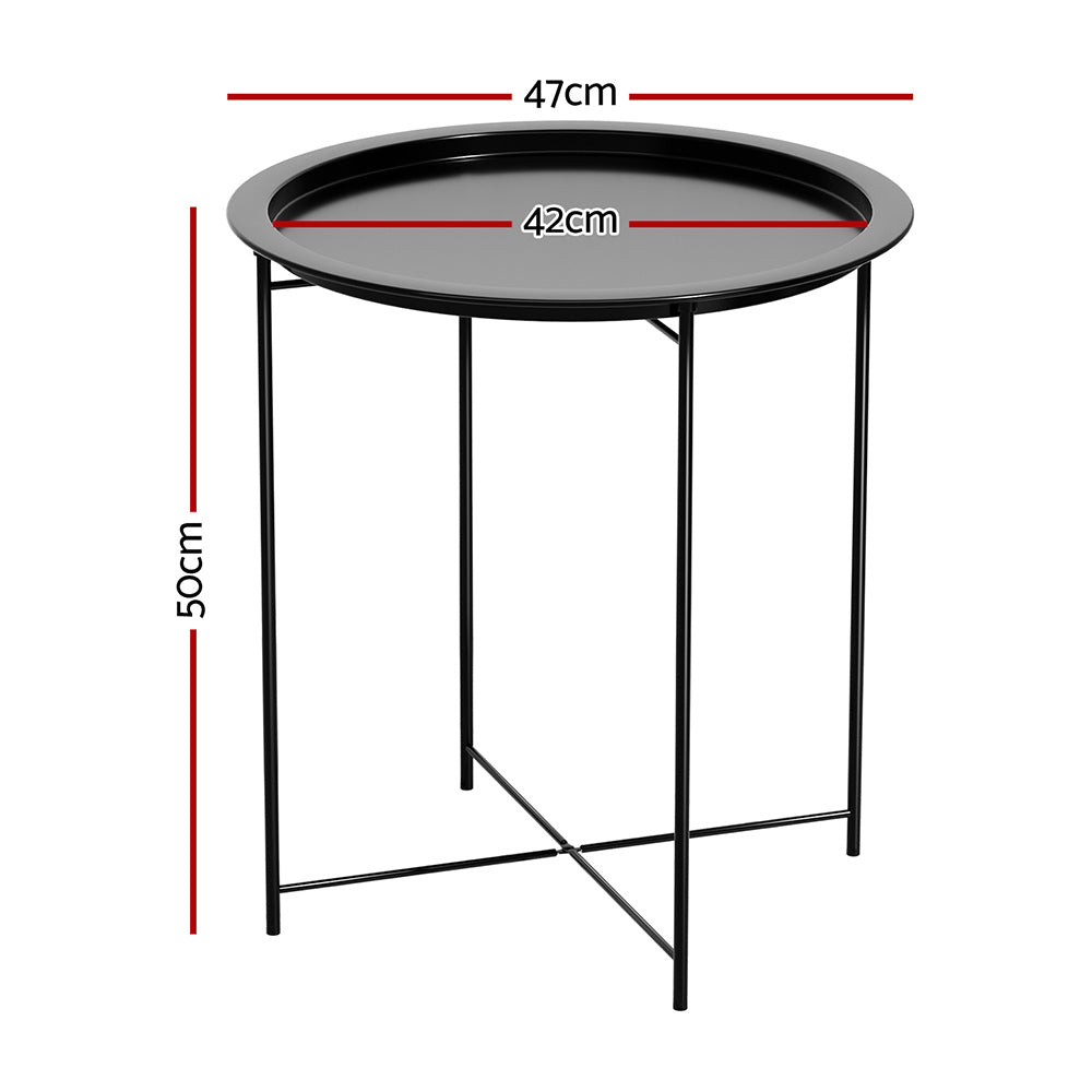 Gardeon Coffee Side Table Steel Outdoor Furniture Indoor Desk Patio Garden ODF-TB-ST606-BK