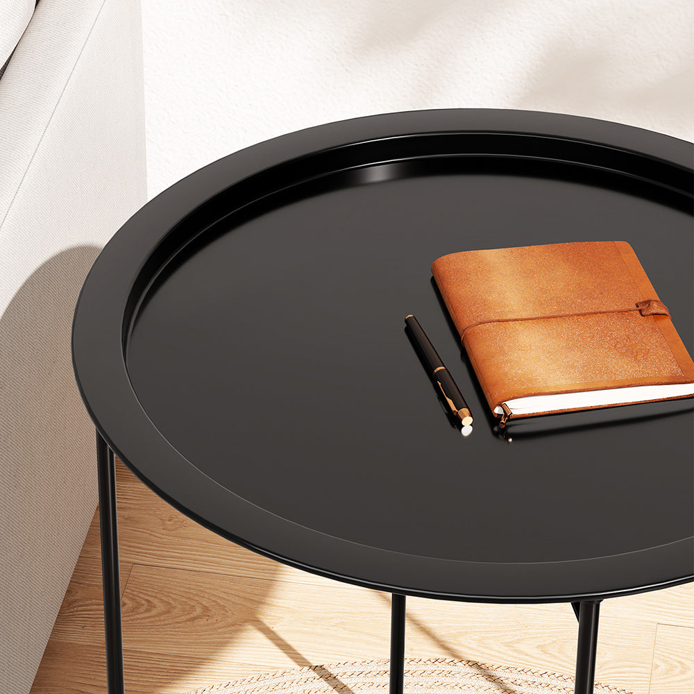 Gardeon Coffee Side Table Steel Outdoor Furniture Indoor Desk Patio Garden ODF-TB-ST606-BK