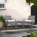 Gardeon 3PC Patio Furniture Bistro Set Wicker Outdoor Lounge Setting Grey