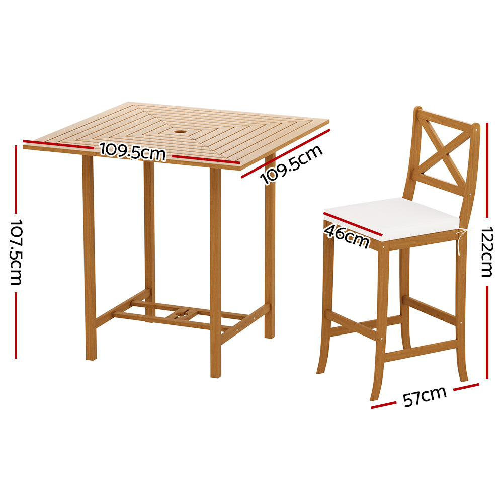 Gardeon 5-Piece Outdoor Bar Set Acacia Wood Bistro Patio Table Stools ODF-V-BT-TK-AB