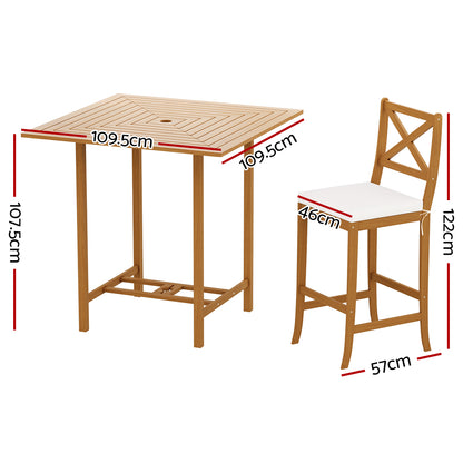 Gardeon 5-Piece Outdoor Bar Set Acacia Wood Bistro Patio Table Stools ODF-V-BT-TK-AB