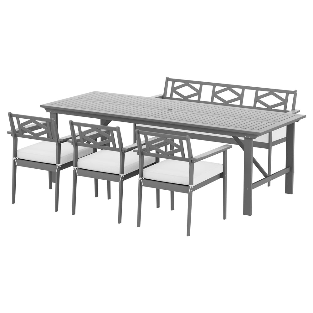 Gardeon Outdoor Dining Set 5 Piece Wooden Table Chairs Setting Grey ODF-V-DINING-GR-ABC