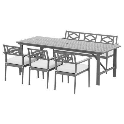Gardeon Outdoor Dining Set 5 Piece Wooden Table Chairs Setting Grey ODF-V-DINING-GR-ABC