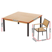 Gardeon Outdoor Dining Set 9 Piece Wooden Table Chairs Setting ODF-V-DINING01-TK-ABC