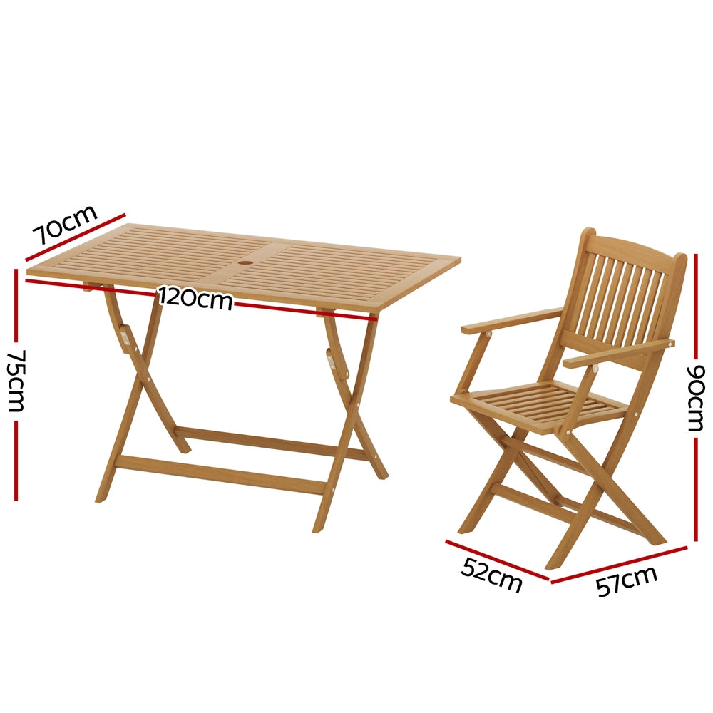 Gardeon Outdoor Dining Set 7 Piece Wooden Table Chairs Setting Foldable ODF-V-DINING02-TK-ABCD