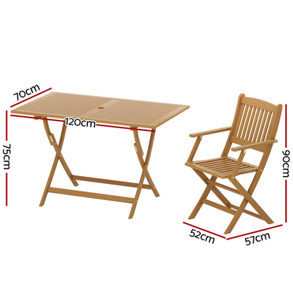 Gardeon Outdoor Dining Set 7 Piece Wooden Table Chairs Setting Foldable ODF-V-DINING02-TK-ABCD