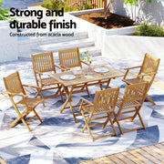 Gardeon Outdoor Dining Set 7 Piece Wooden Table Chairs Setting Foldable ODF-V-DINING02-TK-ABCD