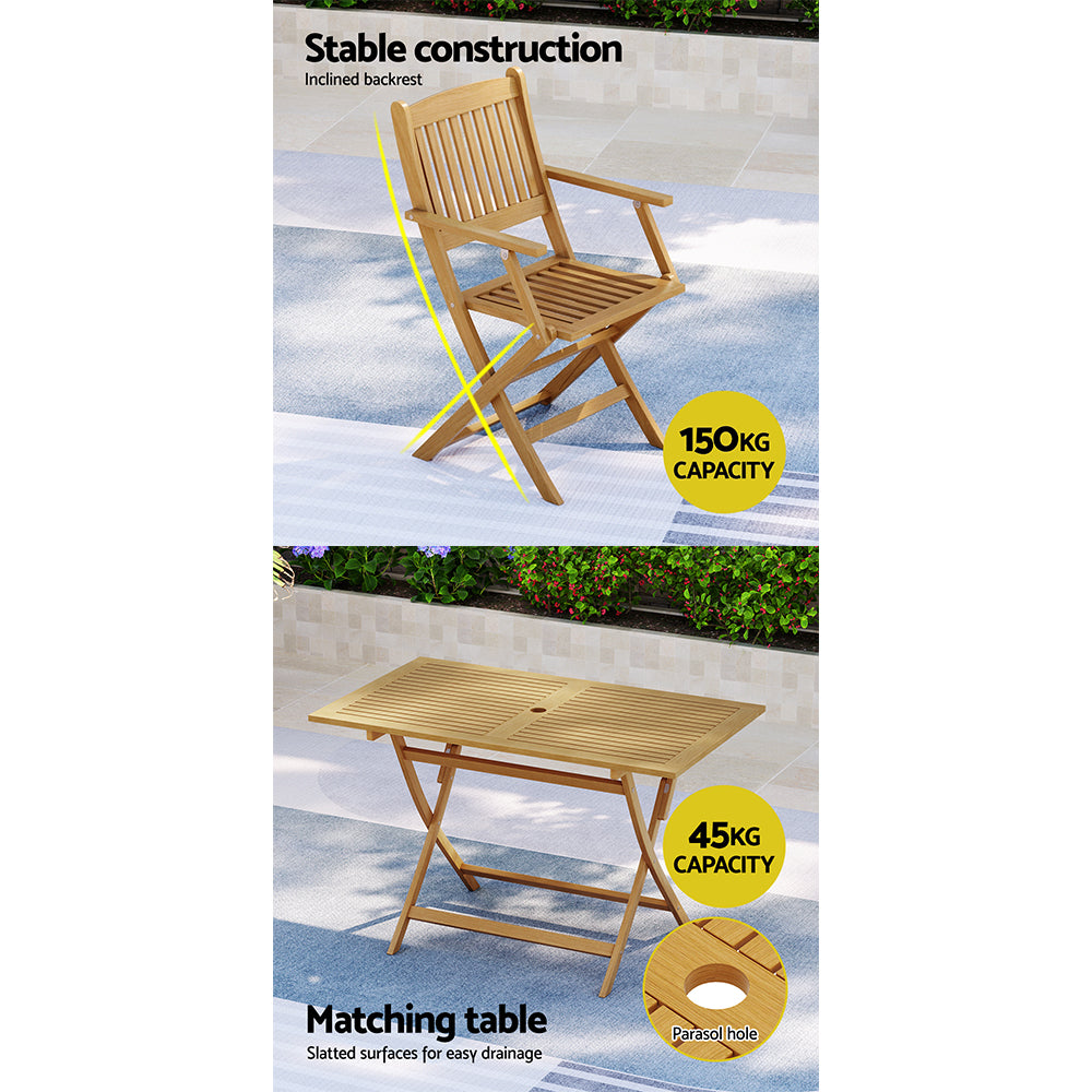 Gardeon Outdoor Dining Set 7 Piece Wooden Table Chairs Setting Foldable ODF-V-DINING02-TK-ABCD