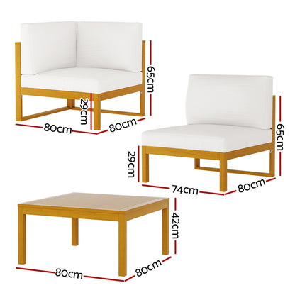 Gardeon 4-Seater Outdoor Sofa Set Wooden Lounge Setting 5PCS ODF-V-SOFA-TK-ABCDE