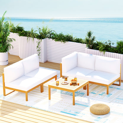 Gardeon 4-Seater Outdoor Sofa Set Wooden Lounge Setting 5PCS ODF-V-SOFA-TK-ABCDE