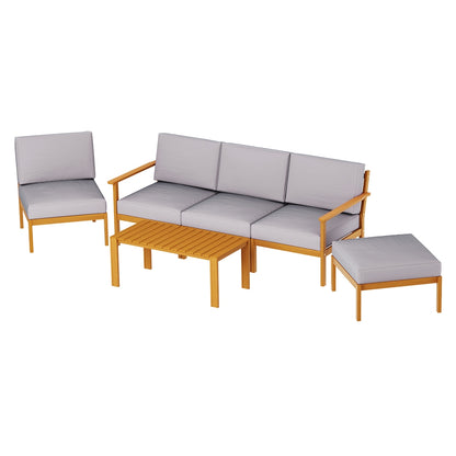 Gardeon 5-Seater Outdoor Sofa Set Wooden Lounge Setting 6PCS ODF-V-SOFA01-TK-ABCDEF