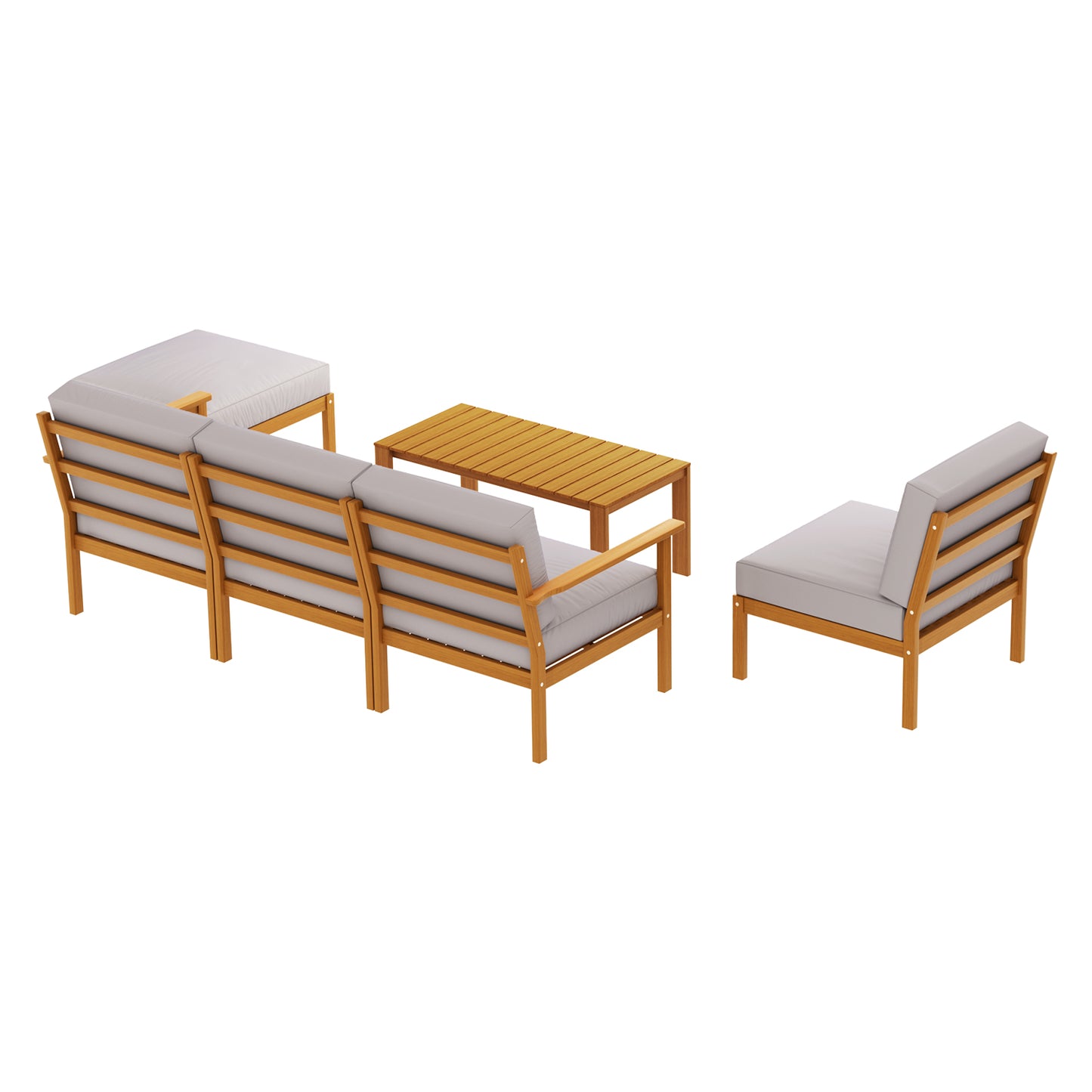 Gardeon 5-Seater Outdoor Sofa Set Wooden Lounge Setting 6PCS ODF-V-SOFA01-TK-ABCDEF