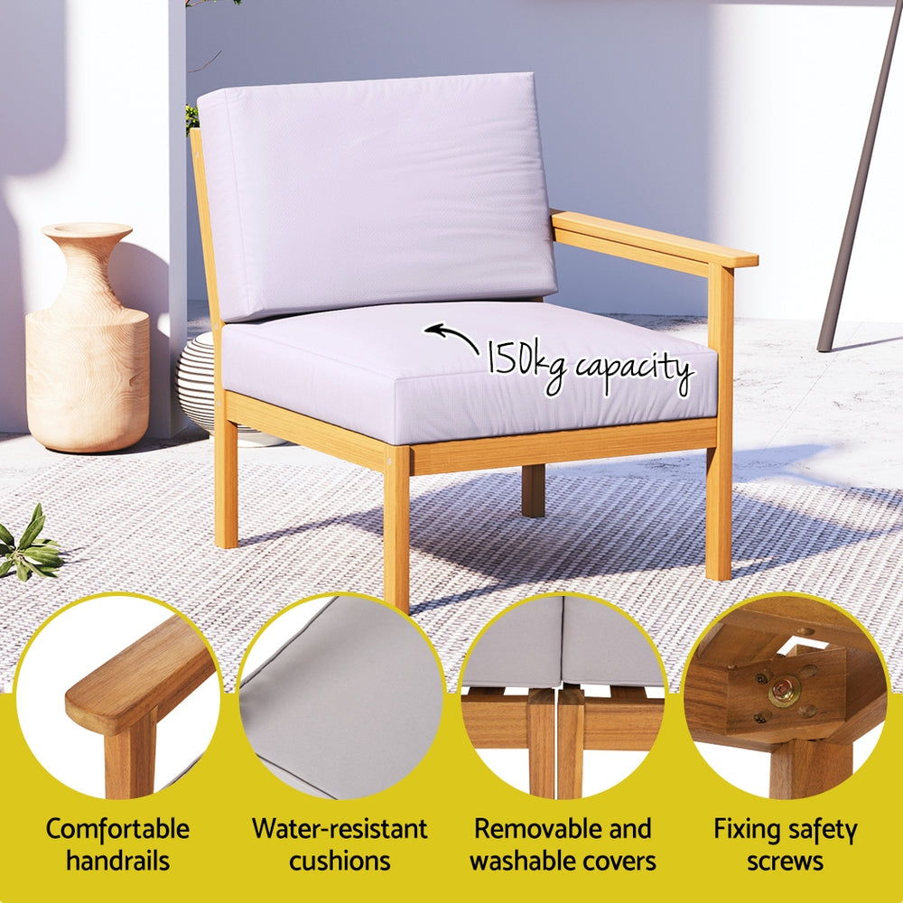 Gardeon 5-Seater Outdoor Sofa Set Wooden Lounge Setting 6PCS ODF-V-SOFA01-TK-ABCDEF