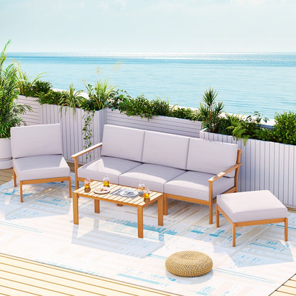 Gardeon 5-Seater Outdoor Sofa Set Wooden Lounge Setting 6PCS ODF-V-SOFA01-TK-ABCDEF