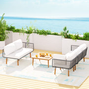 Gardeon 5-Seater Outdoor Sofa Set Wooden Lounge Setting Aluminum ODF-V-SOFA02-TK-ABCD