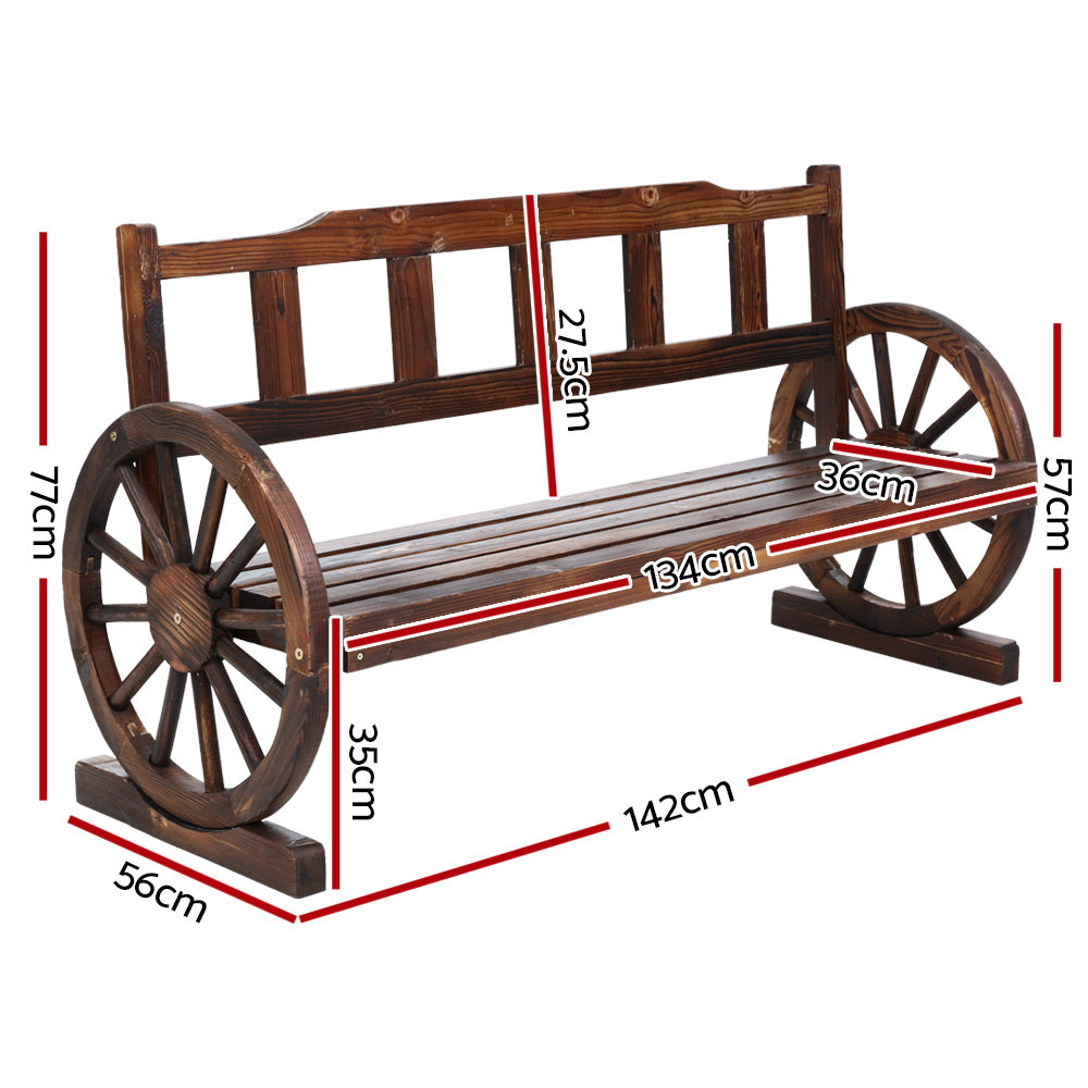 Gardeon Outdoor Garden Bench Wooden 3 Seater Wagon Chair Lounge Patio Furniture ODF-WAGON-3S-V-CC