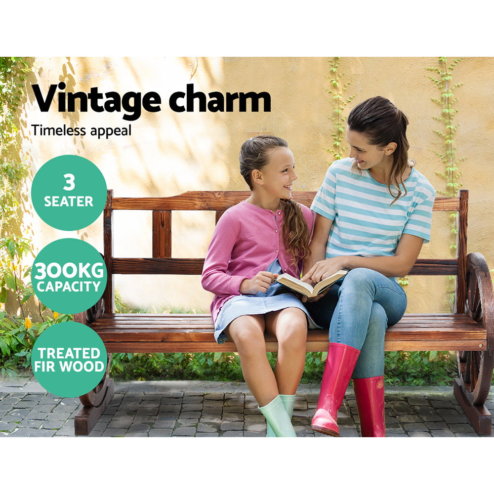 Gardeon Outdoor Garden Bench Wooden 3 Seater Wagon Chair Lounge Patio Furniture ODF-WAGON-3S-V-CC