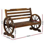 Gardeon Outdoor Garden Bench Wooden 2 Seat Wagon Chair Patio Furniture Brown ODF-WAGON-CC