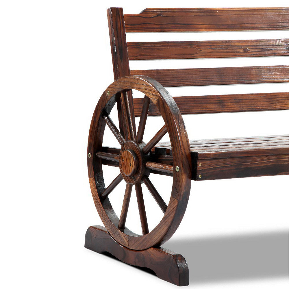 Gardeon Outdoor Garden Bench Wooden 2 Seat Wagon Chair Patio Furniture Brown ODF-WAGON-CC