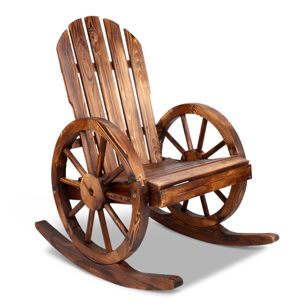 Gardeon Wagon Wheels Rocking Chair - Brown ODF-WAGON-ROCK-CC