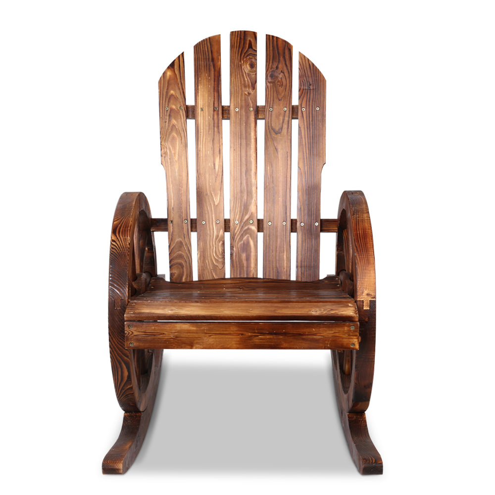 Gardeon Wagon Wheels Rocking Chair - Brown ODF-WAGON-ROCK-CC