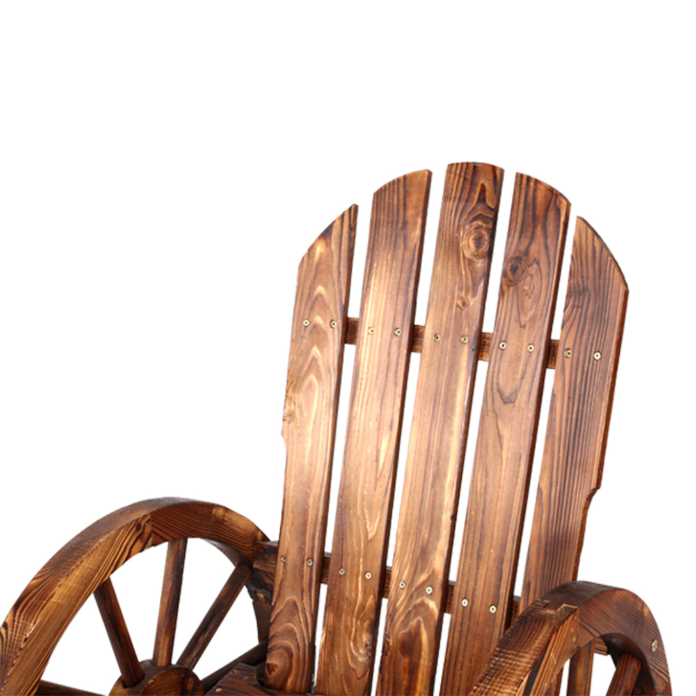 Gardeon Wagon Wheels Rocking Chair - Brown ODF-WAGON-ROCK-CC