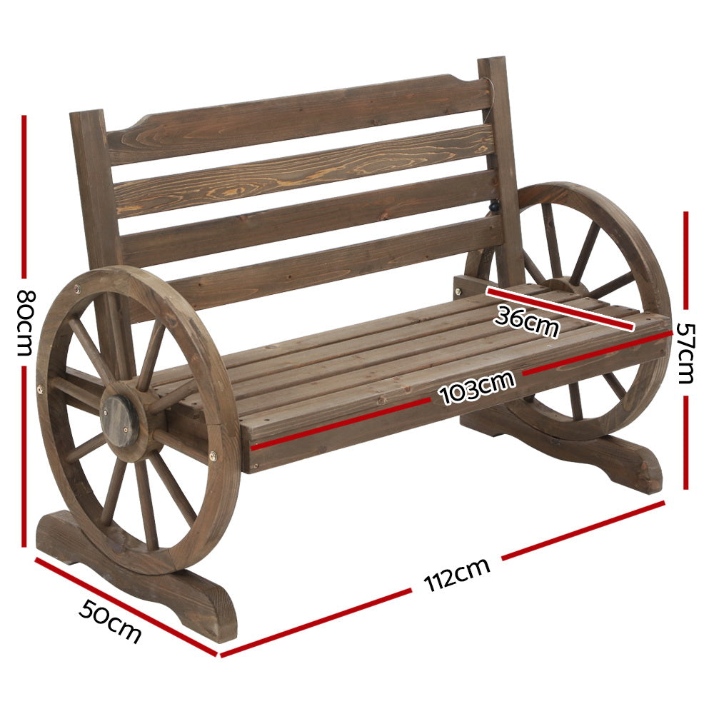 Gardeon Outdoor Garden Bench Wooden 2 Seat Wagon Chair Patio Furniture Teak ODF-WAGON-TK