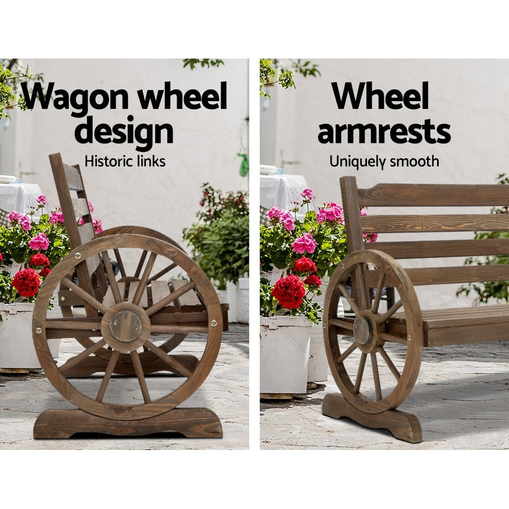 Gardeon Outdoor Garden Bench Wooden 2 Seat Wagon Chair Patio Furniture Teak ODF-WAGON-TK