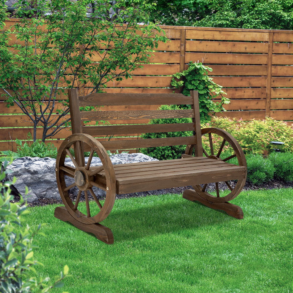 Gardeon Outdoor Garden Bench Wooden 2 Seat Wagon Chair Patio Furniture Teak ODF-WAGON-TK