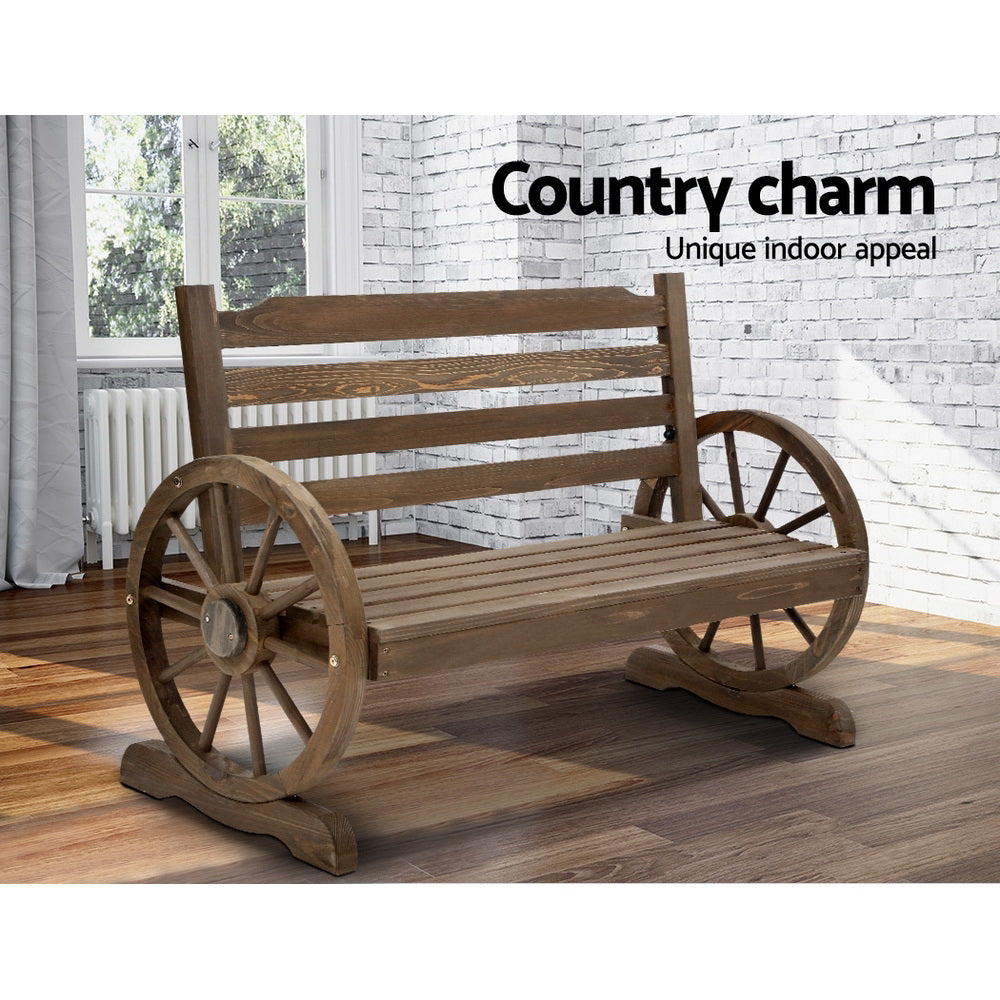 Gardeon Outdoor Garden Bench Wooden 2 Seat Wagon Chair Patio Furniture Teak ODF-WAGON-TK