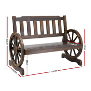 Gardeon Outdoor Garden Bench Wooden 2 Seater Wagon Chair Patio Furniture Brown ODF-WAGON-V-CC