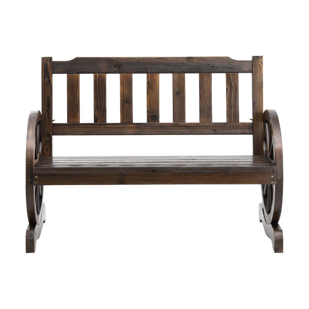 Gardeon Outdoor Garden Bench Wooden 2 Seater Wagon Chair Patio Furniture Brown ODF-WAGON-V-CC