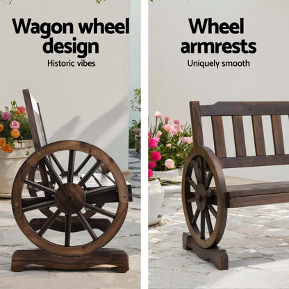 Gardeon Outdoor Garden Bench Wooden 2 Seater Wagon Chair Patio Furniture Brown ODF-WAGON-V-CC