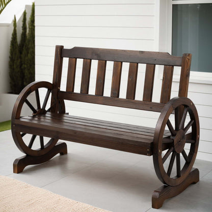Gardeon Outdoor Garden Bench Wooden 2 Seater Wagon Chair Patio Furniture Brown ODF-WAGON-V-CC