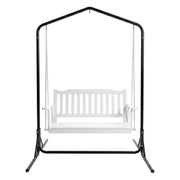 Gardeon Wooden 2-Seater Outdoor Swing Chair with Black Stand White Hanging Chair ODS-1956W-U-WH