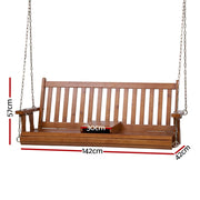 Gardeon Porch Outdoor Swing Chair Patio Furniture Wooden Bench 2 Seat Cup Holder ODS-W2S-CUP-TK