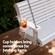 Gardeon Porch Outdoor Swing Chair With Cup Holder Wooden Furniture 2 Seater ODS-W2S-CUP-WH