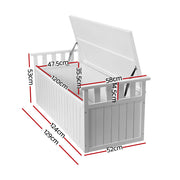 Gardeon Outdoor Storage Bench Box 129cm Wooden Garden Toy Chest Sheds Patio Furniture XL White ODSB-5358W-WH