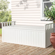 Gardeon Outdoor Storage Bench Box 129cm Wooden Garden Toy Chest Sheds Patio Furniture XL White ODSB-5358W-WH