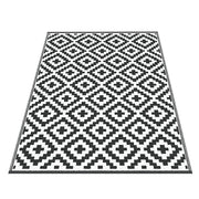 Gardeon Outdoor Rugs 120x180cm Large Carpet Reversible Area Mat PP Dual-Sided Patio Rug Cross OR-4X6FT-CROSS-BK