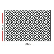 Gardeon Outdoor Rugs 120x180cm Large Carpet Reversible Area Mat PP Dual-Sided Patio Rug Cross OR-4X6FT-CROSS-BK