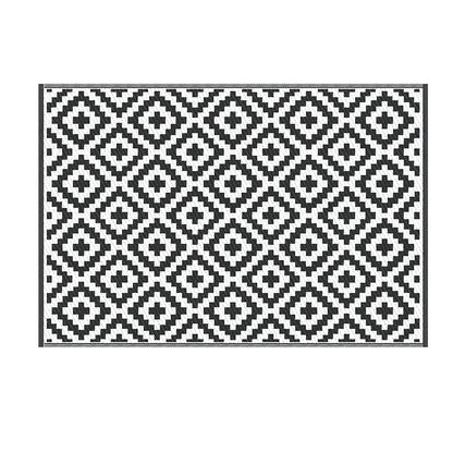 Gardeon Outdoor Rugs 120x180cm Large Carpet Reversible Area Mat PP Dual-Sided Patio Rug Cross OR-4X6FT-CROSS-BK