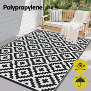Gardeon Outdoor Rugs 120x180cm Large Carpet Reversible Area Mat PP Dual-Sided Patio Rug Cross OR-4X6FT-CROSS-BK