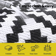 Gardeon Outdoor Rugs 120x180cm Large Carpet Reversible Area Mat PP Dual-Sided Patio Rug Cross OR-4X6FT-CROSS-BK