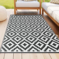 Gardeon Outdoor Rugs 120x180cm Large Carpet Reversible Area Mat PP Dual-Sided Patio Rug Cross OR-4X6FT-CROSS-BK