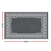Gardeon Outdoor Rugs 152x244cm Large Carpet Reversible Area Mat PP Dual-Sided Patio Rug Greek Key OR-5X8FT-FRAME-GY