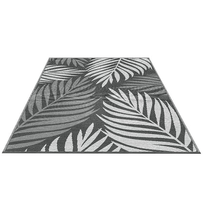 Gardeon Outdoor Rugs 152x244cm Large Carpet Reversible Area Mat PP Dual-Sided Patio Rug Leaf OR-5X8FT-LEAF-GY
